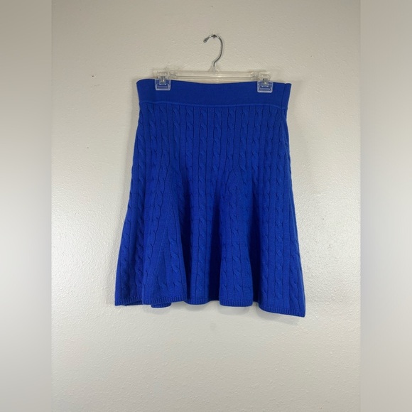 Ralph Lauren NWOT Cable Knit Wool-Cashmere Skirt | Large | Blue - Picture 5 of 8